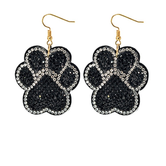 Crystal Paw Print Cushion Earrings - Picture 1 of 3